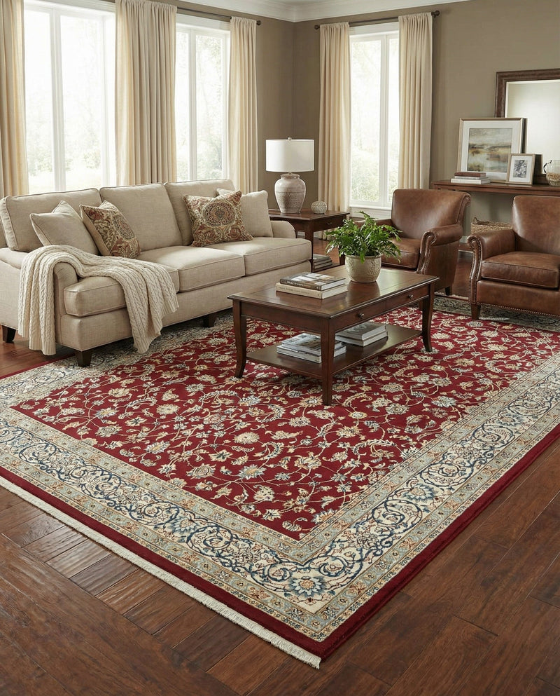 Persian Elegance Collection Area Rug -  Ardabil Rectangle Burgundy  lifestyle 47