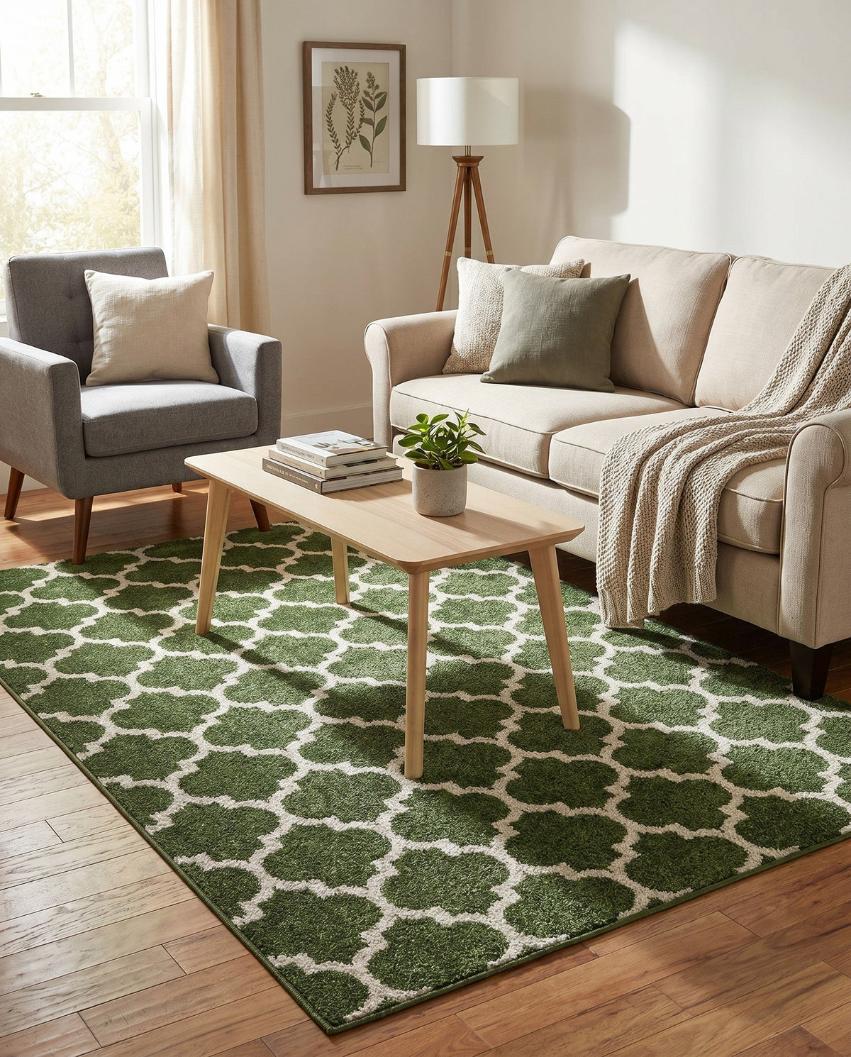Lattice Gardens Collection Area Rug -  Bloomfield (Dark Green) Rectangle Dark Green  lifestyle 6