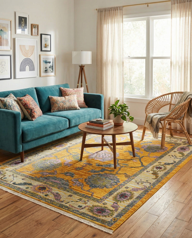 Arcadia Rugs Collection Area Rug - Eden (Yellow) Rectangle Yellow  lifestyle 15