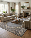 Tabriz Tapestry Collection Area Rug - Azerbaijan (Gray) Rectangle Gray  lifestyle 13