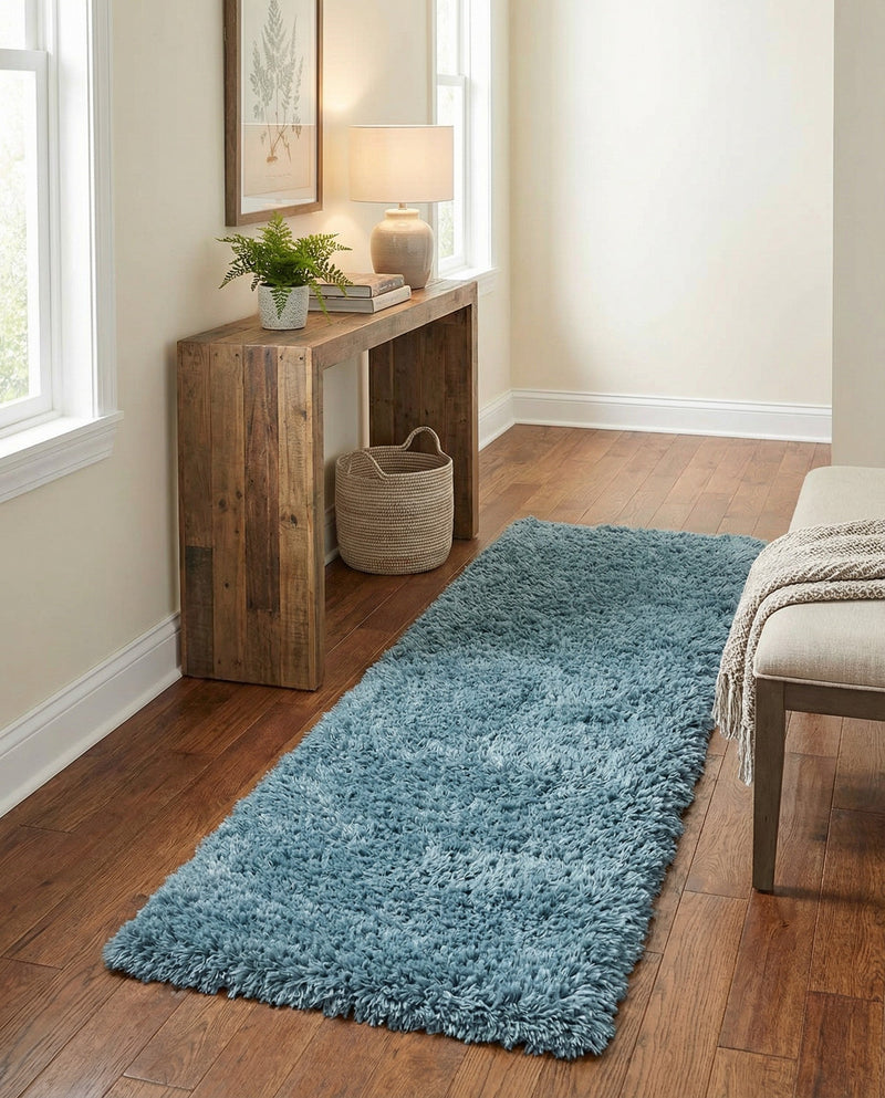 Eternal Plush Oasis Collection Area Rug -  Tranquility (Aegean Blue) Runner Aegean Blue  lifestyle 45