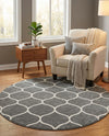 Trellis Mosaic Collection Area Rug -  Pergolatown (Dark Gray) Round Dark Gray  lifestyle 41