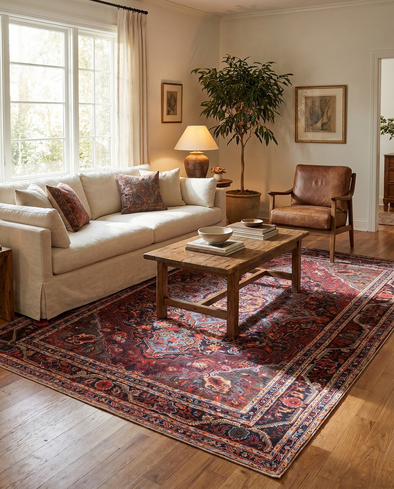 Heritage Elegance Collection Area Rug -  Schonbrunn Rectangle Burgundy  lifestyle 12