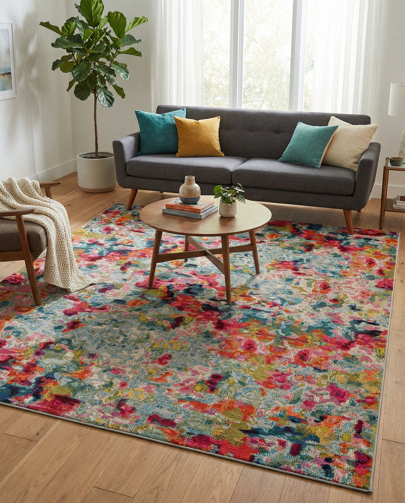 Chromatic Oasis Collection Area Rug -  Lagoon Rectangle Multi  lifestyle 21