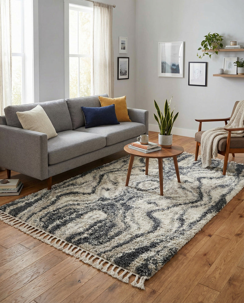 Cozy Cove Shag Collection Area Rug -  Seabreeze Rectangle Gray  lifestyle 13