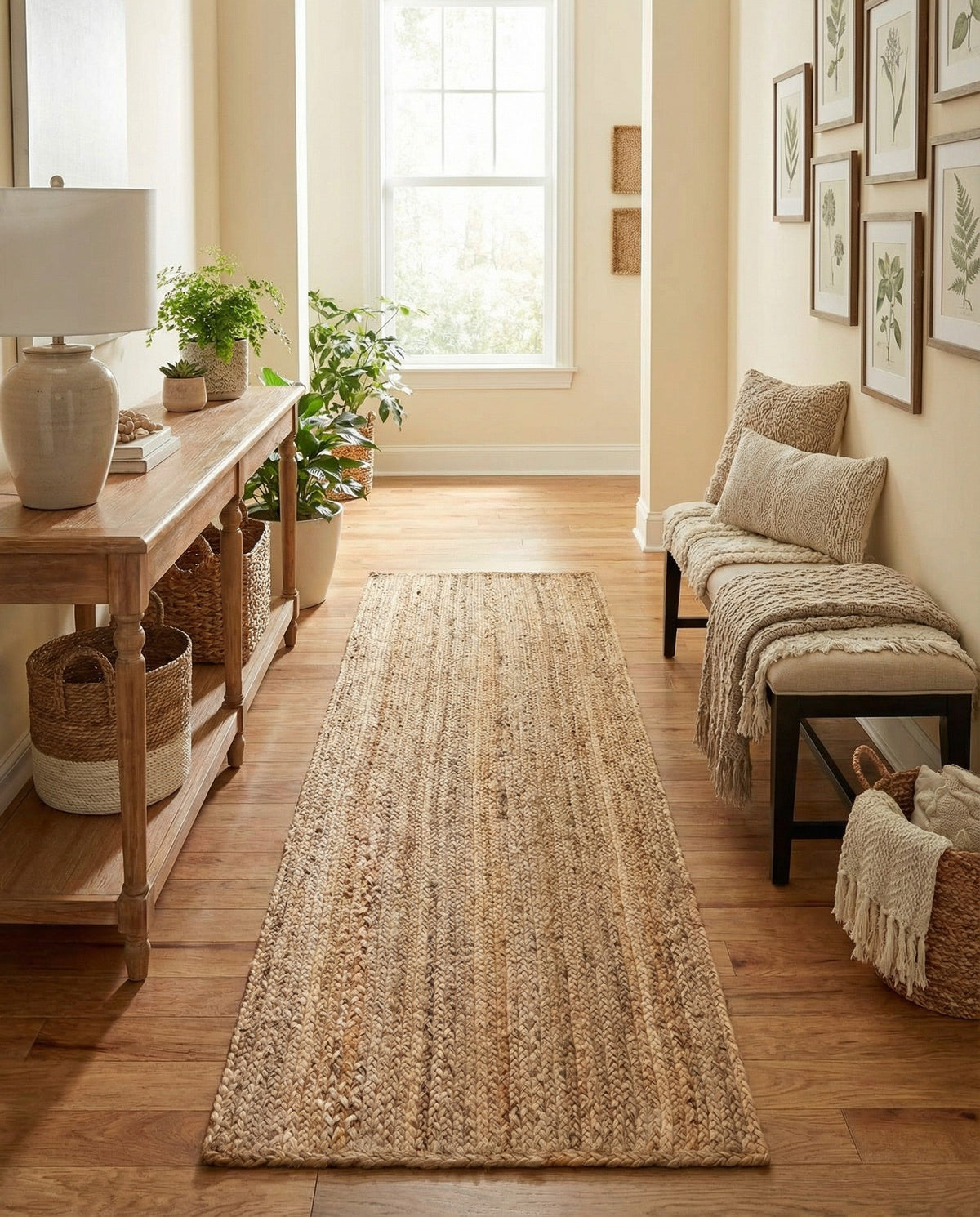 Woven Seaside Jute Collection Area Rug - Savannah (Natural) Runner Natural  lifestyle 76