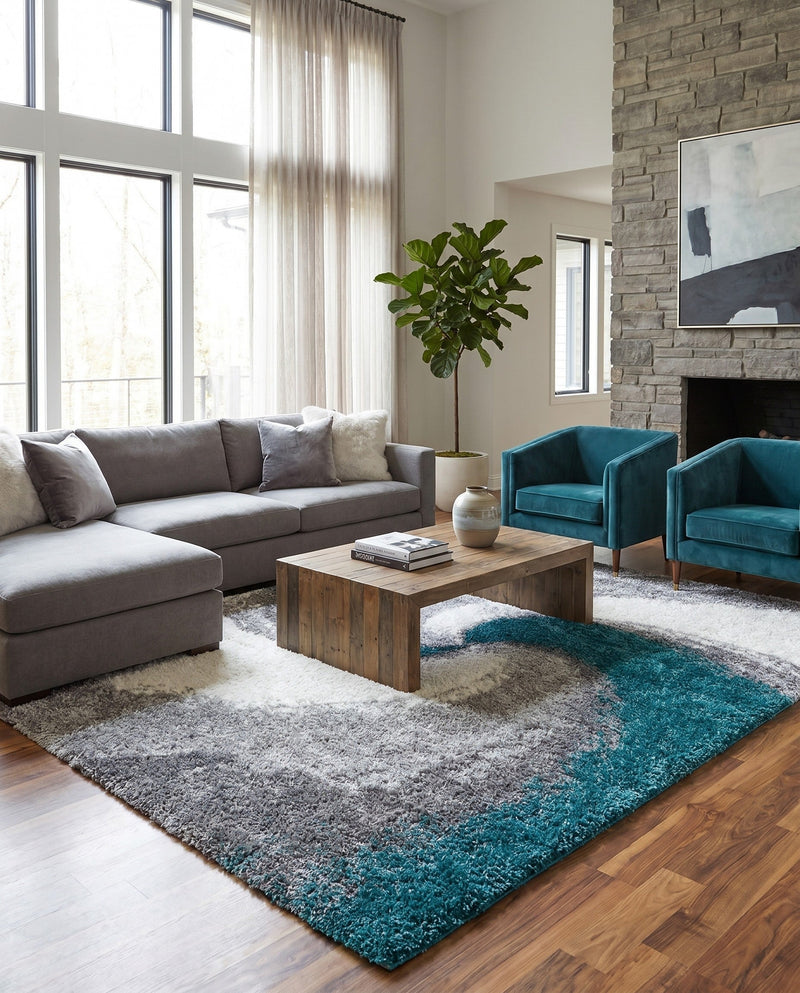 Cozy Haven Shag Collection Area Rug -  Oasis Rectangle Turquoise  lifestyle 63