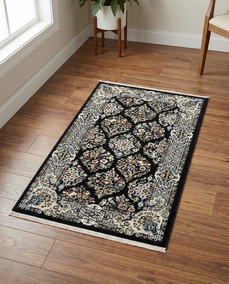 Persian Elegance Collection Area Rug -  Yazd Rectangle Navy Blue  lifestyle 21