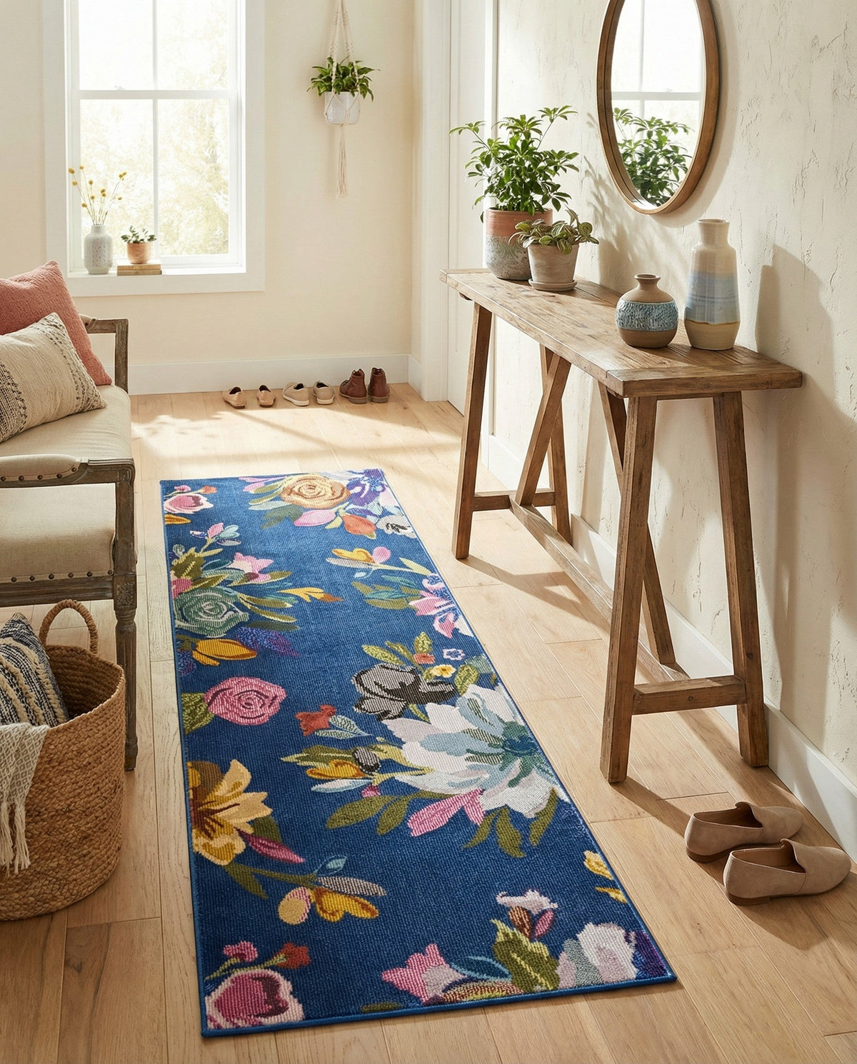 Meadow Breeze Collection Area Rug - Wildflower Runner Blue  lifestyle 53