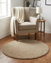 Cozy Comfort Shag Collection Area Rug - Haven (Khaki) Round Khaki  lifestyle 45