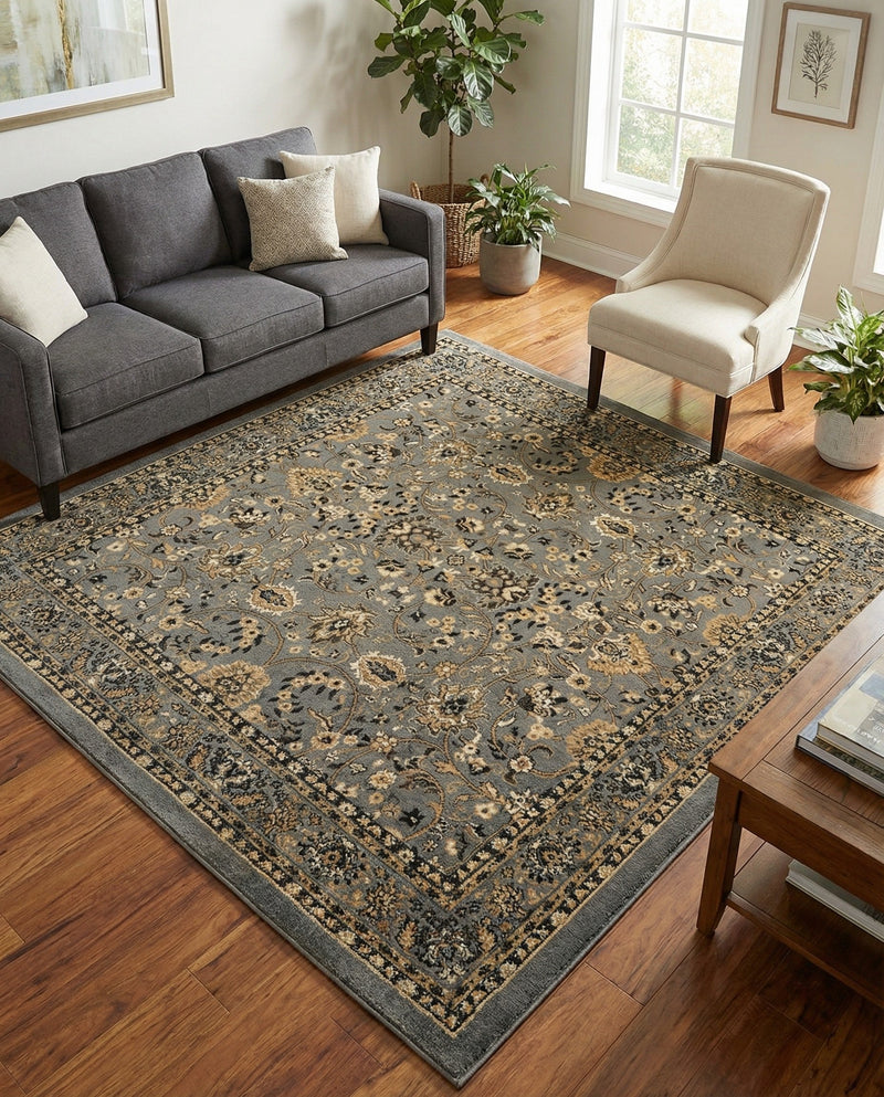 Isfahan Elegance Collection Area Rug - Naghsh-e Jahan (Gray) Square Gray  lifestyle 55