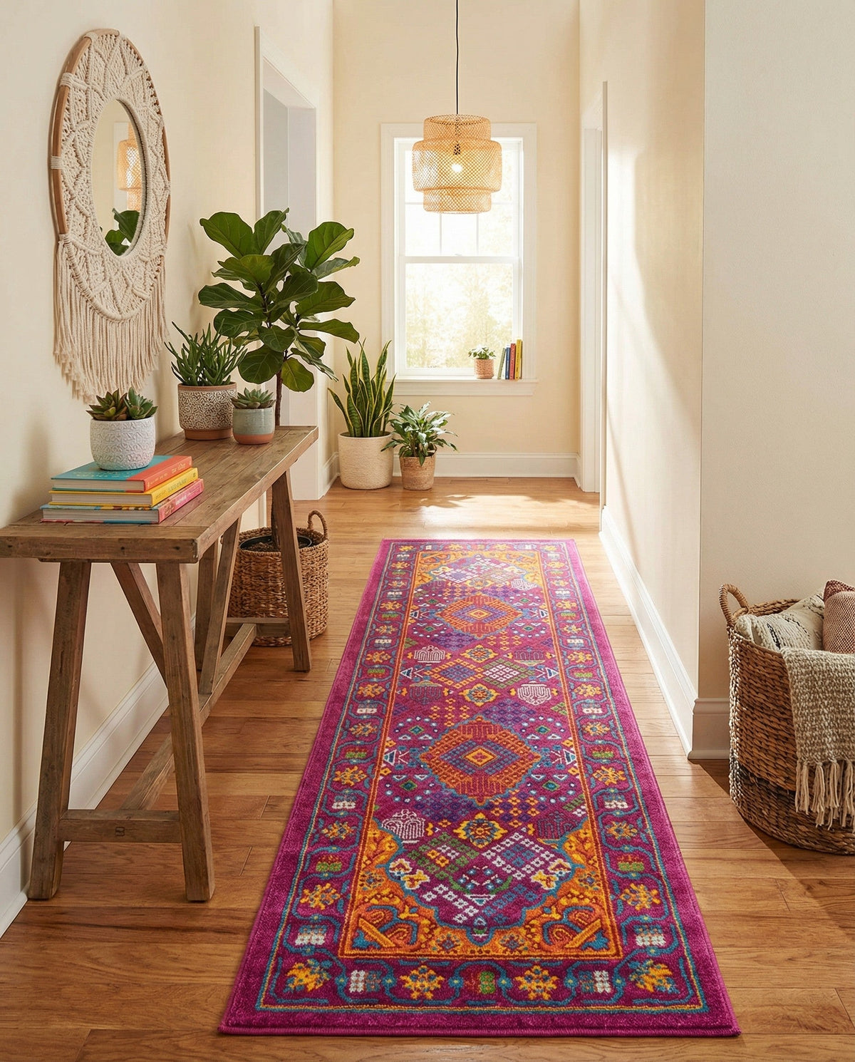 Caribbean Cove Collection Area Rug -  Mustique Runner Fuchsia  lifestyle 155