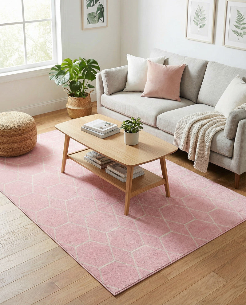 Trellis Mosaic Collection Area Rug - Arborville (Light Pink) Rectangle Light Pink  lifestyle 9