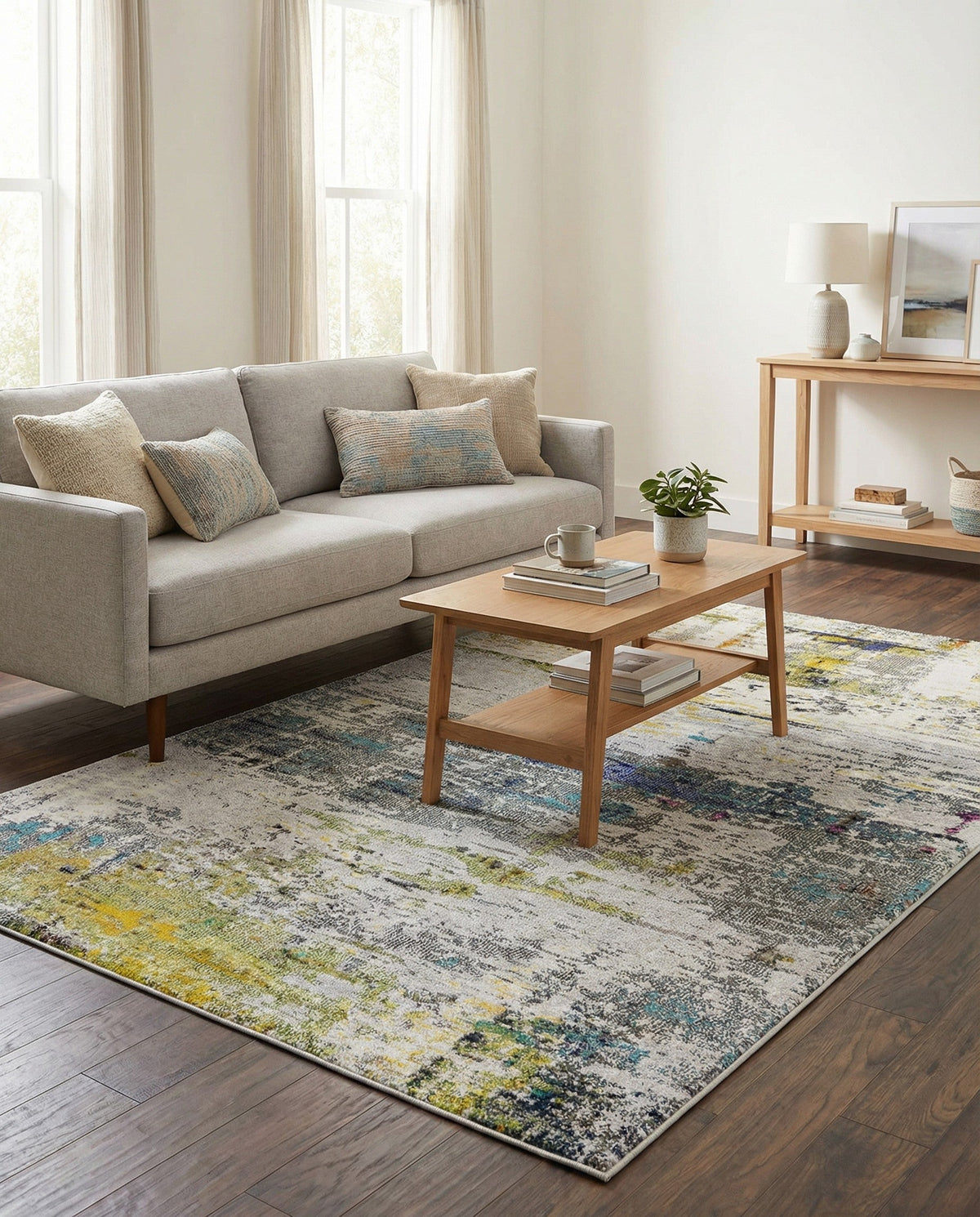 Chromatic Oasis Collection Area Rug -  Prism Rectangle Gray  lifestyle 12