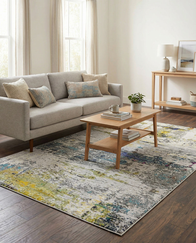 Chromatic Oasis Collection Area Rug -  Prism Rectangle Gray  lifestyle 12
