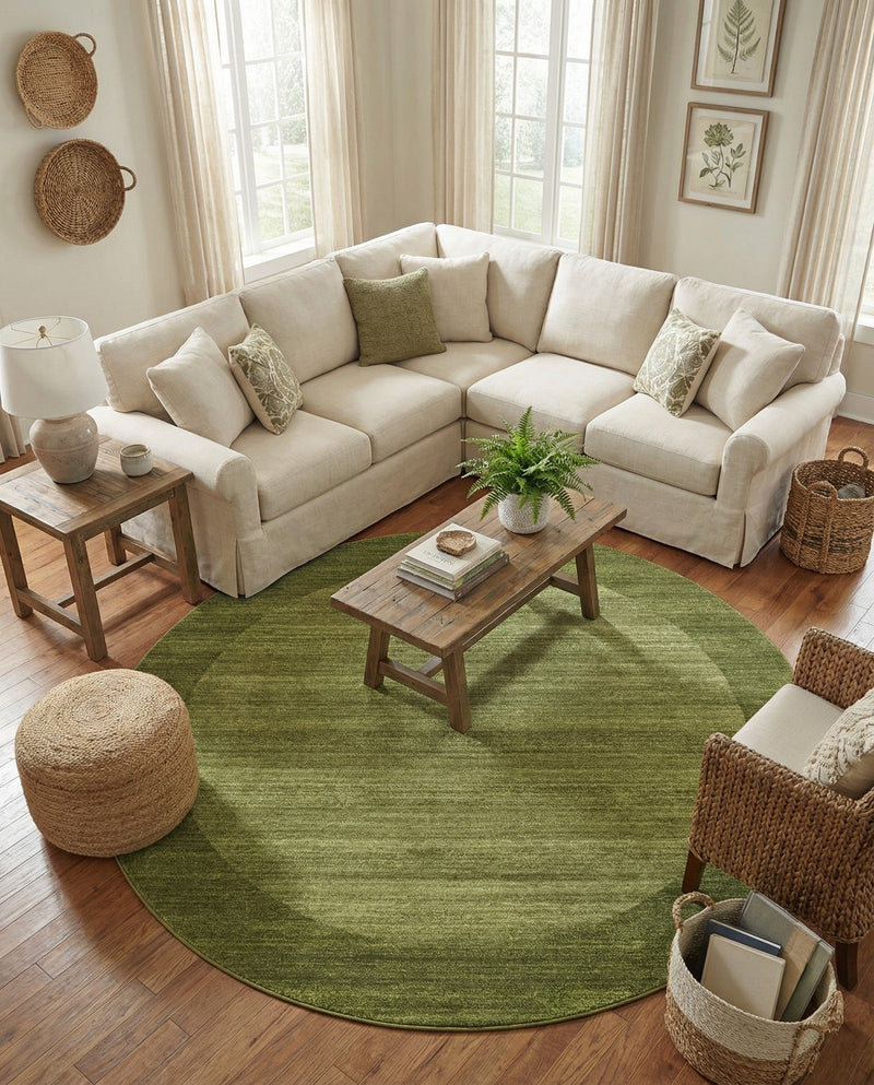 Studio Haven Collection Area Rug -  Conservatory (Light Green) Round Light Green  lifestyle 68