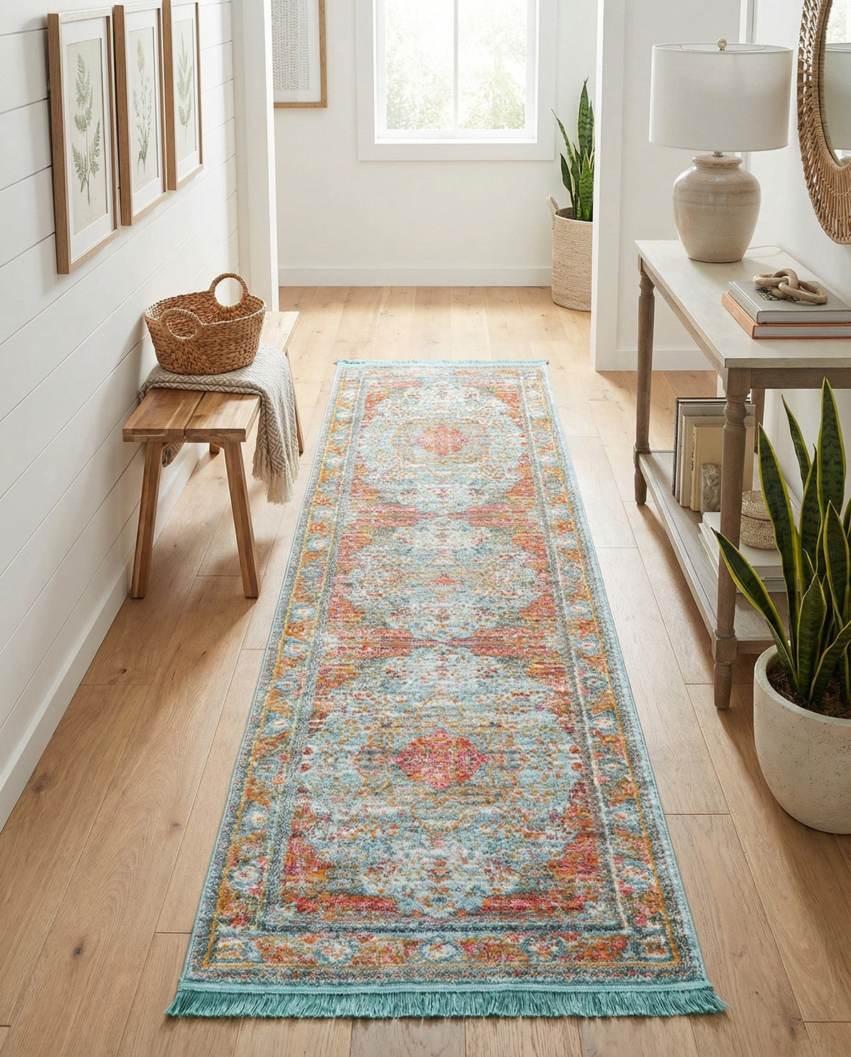 Caribbean Breeze Collection Area Rug -  Floriana Runner Light Blue  lifestyle 83