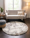 Cozy Haven Shag Collection Area Rug -  Tranquility (Khaki) Round Khaki  lifestyle 64