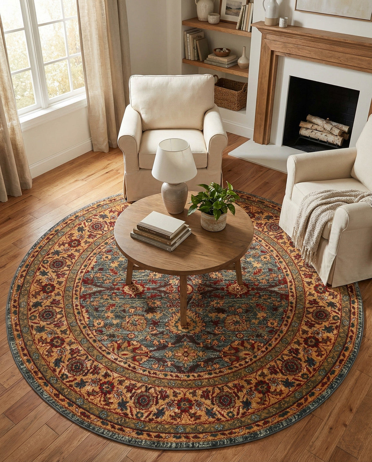 Chelsea Elegance Collection Area Rug -  Osterley Round Blue  lifestyle 195