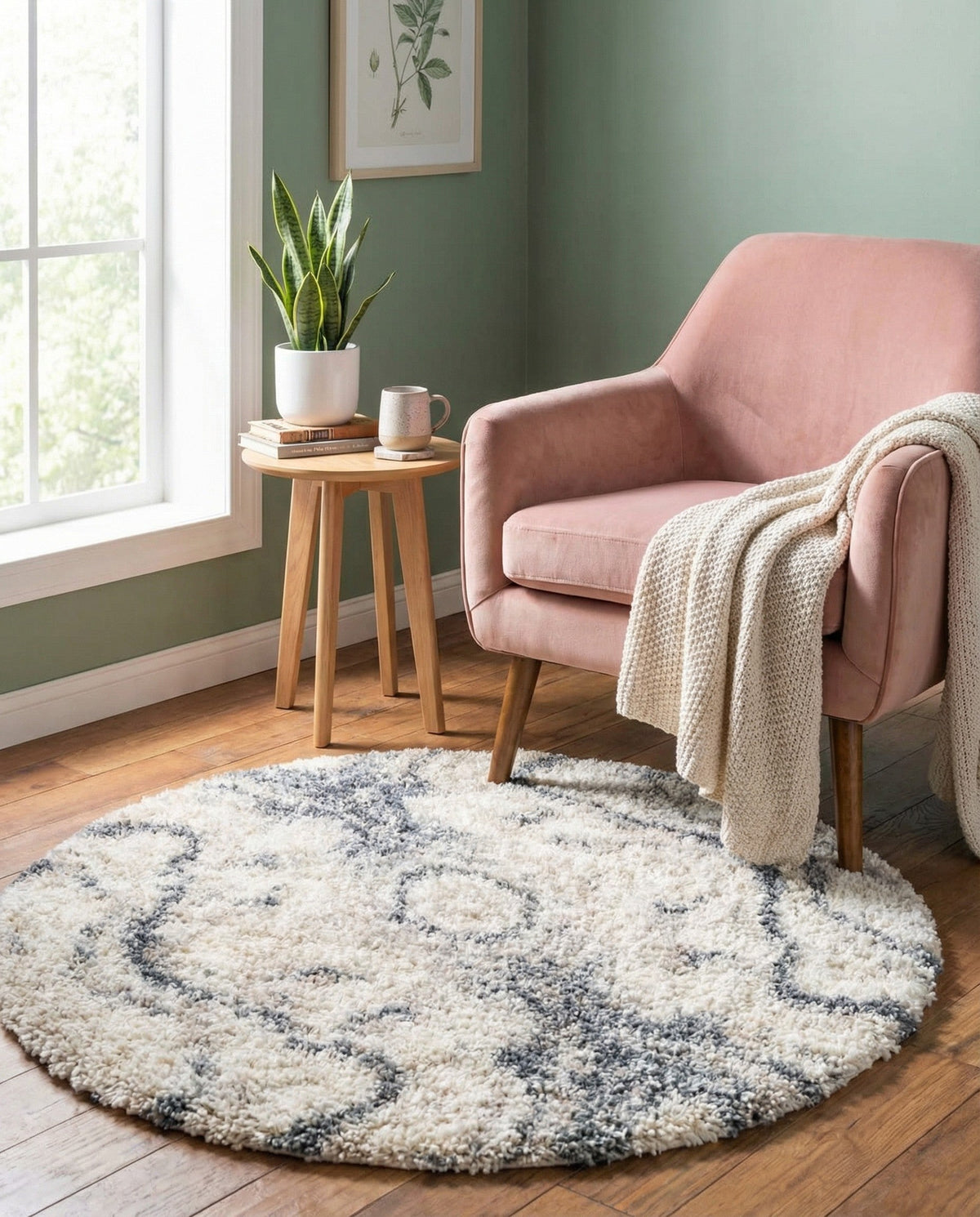 Cozy Cove Shag Collection Area Rug -  Seabreeze Round Gray  lifestyle 66