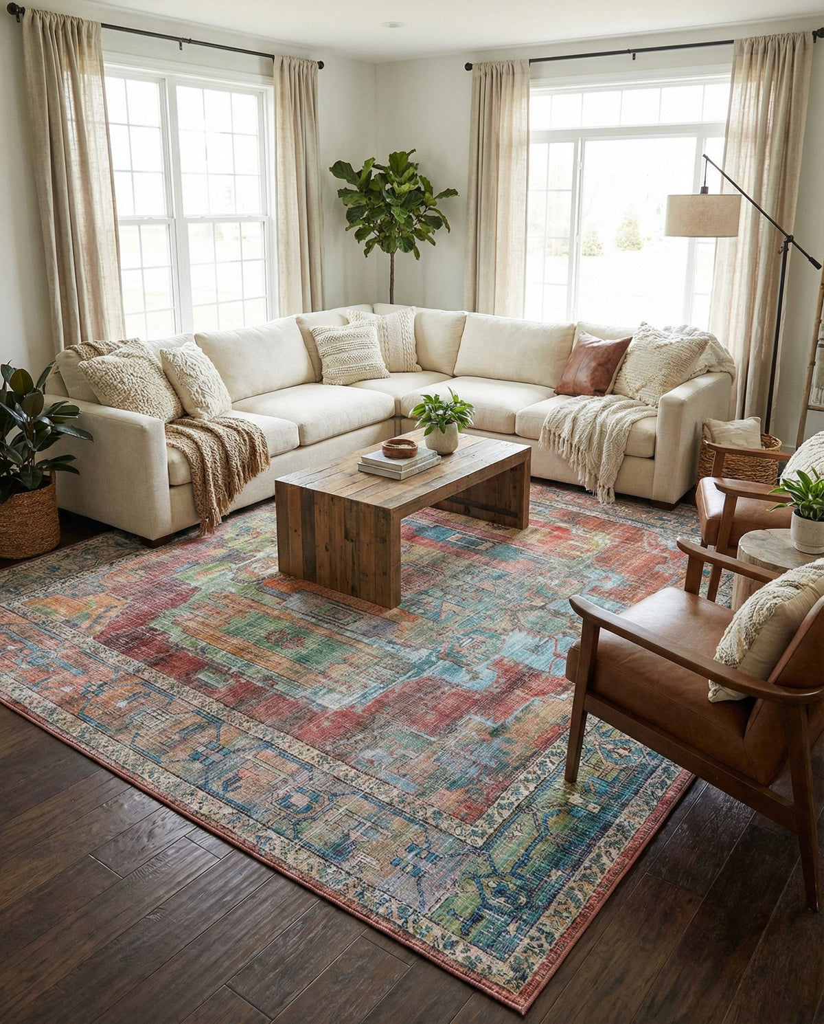 Zahara Oasis Collection Area Rug - Sahara Square Multi  lifestyle 158