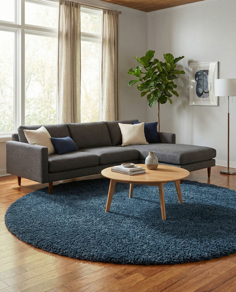 Alpine Plush Collection Area Rug -  Cortina (Marine Blue) Round Marine Blue  lifestyle 29