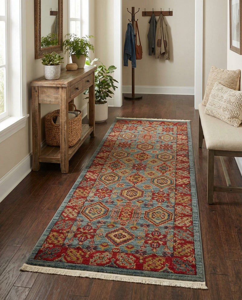 Persian Elegance Collection Area Rug -  Nain Runner Light Blue  lifestyle 24