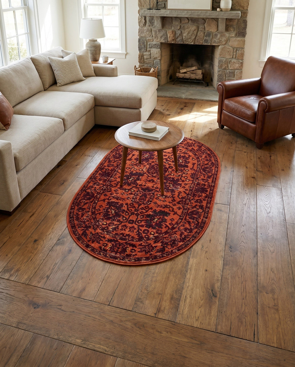 Geneva Terrace Collection Area Rug -  Lausanne Oval Orange  lifestyle 199