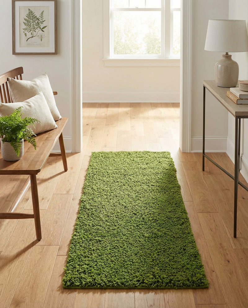 Plush Oasis Collection Area Rug - Serenity (Grass Green) Runner Grass Green  lifestyle 39