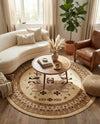 Tabriz Tapestries Collection Area Rug - Azerbaijan (Ivory) Round Ivory  lifestyle 59