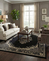 Tabriz Tapestry Collection Area Rug - Azerbaijan (Black) Rectangle Black  lifestyle 4