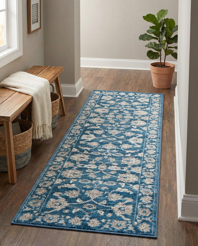 Charleston Elegance Collection Area Rug -  Seaport (Blue) Runner Blue  lifestyle 41