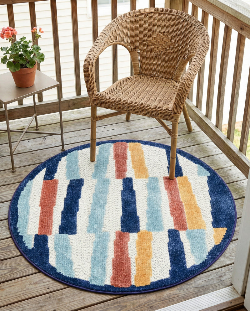 Caribbean Terrace Collection Area Rug -  Jamaica Round Ivory  lifestyle 44