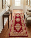 Tabriz Tapestry Collection Area Rug - Azerbaijan (Burgundy) Runner Burgundy  lifestyle 59