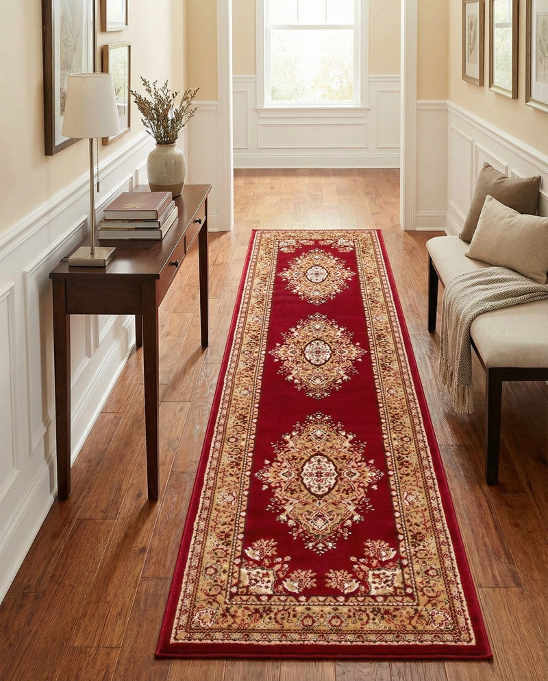 Tabriz Tapestry Collection Area Rug - Azerbaijan (Burgundy) Runner Burgundy  lifestyle 59