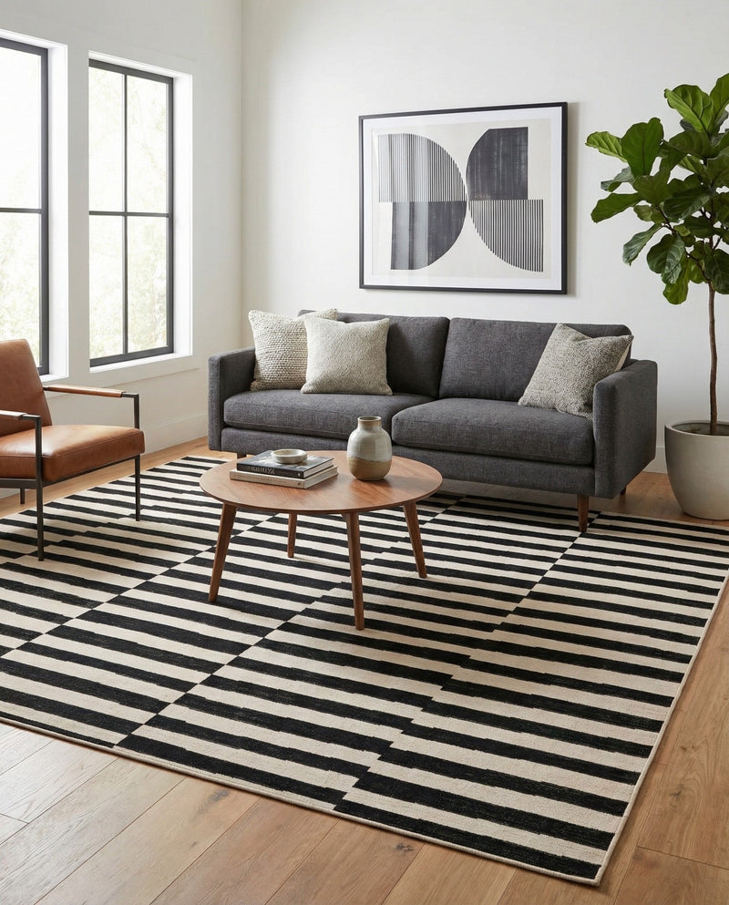 Soho Elegance Collection Area Rug -  Hudson (Black) Rectangle Black  lifestyle 23