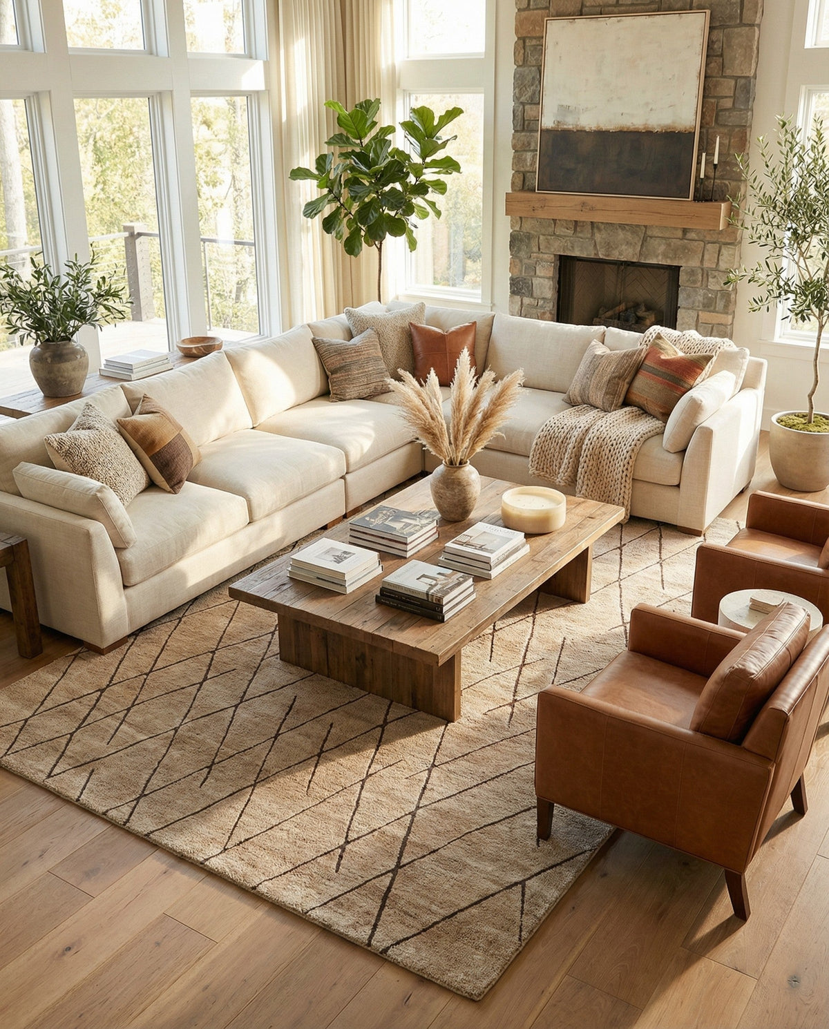 Sahara Berber Wool Collection Area Rug - Marrakesh Rectangle Camel Brown  lifestyle 50