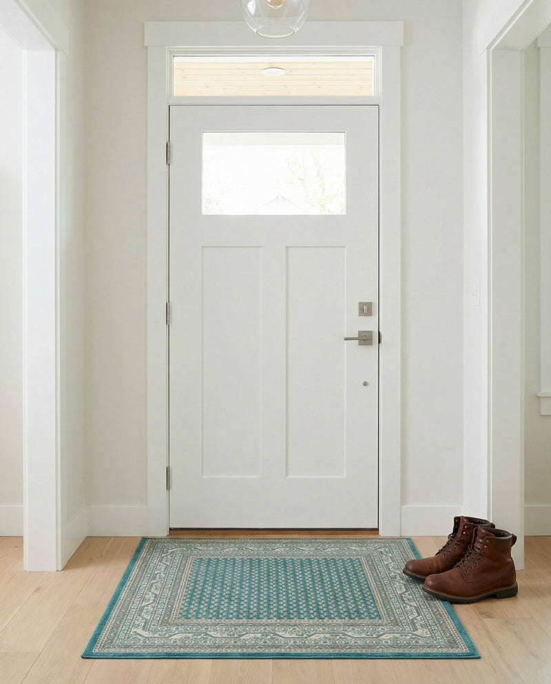 Soho Elegance Collection Area Rug -  Mercer (Turquoise) Rectangle Turquoise  lifestyle 25