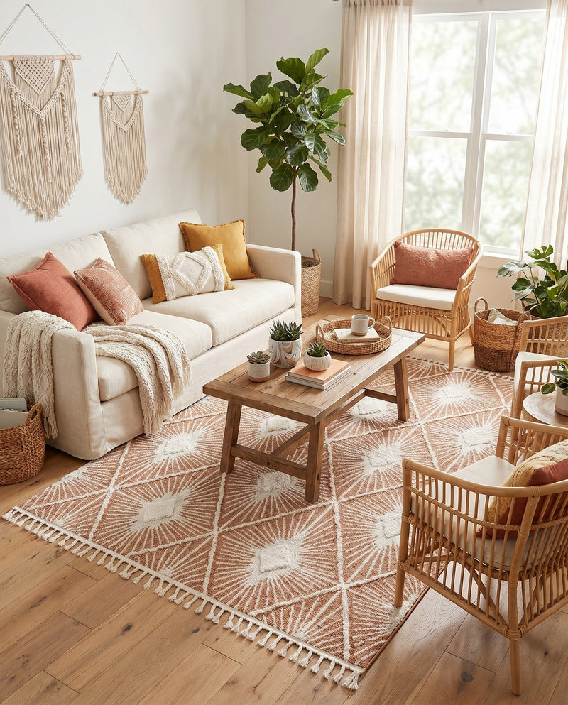 Sahara Chic Collection Area Rug - Marrakech Rectangle Rust Red  lifestyle 17