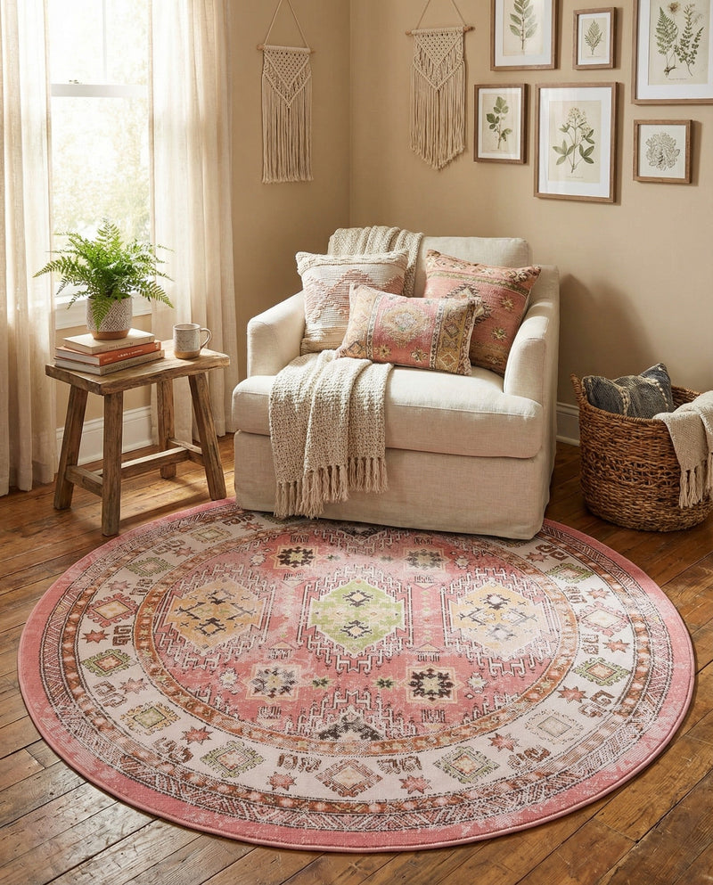 Copenhagen Comfort Collection Area Rug -  Sønderborg Round Rose  lifestyle 50