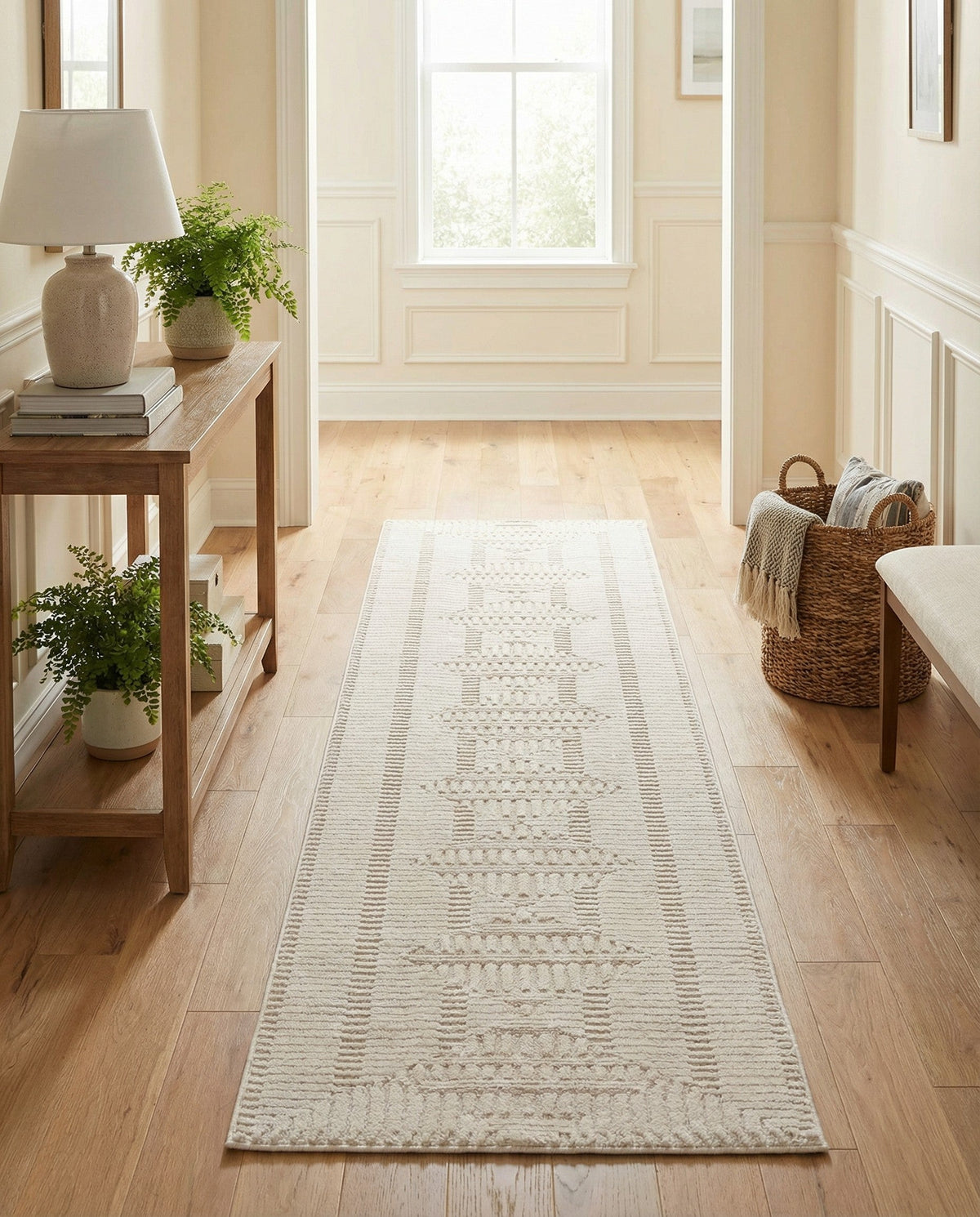 Haven Tapestry Collection Area Rug -  TranquilGlade Runner Ivory White  lifestyle 43