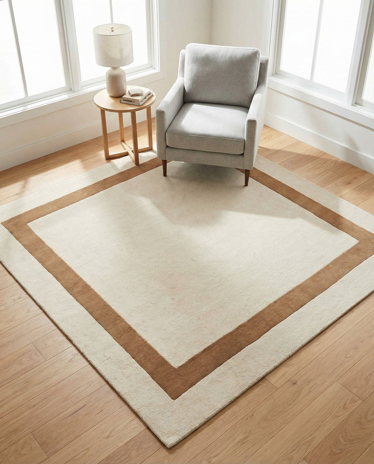 Savannah Borders Wool Collection Area Rug - Chatham Square Ivory  lifestyle 180