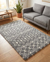 Berber Lattice Shag Collection Area Rug - Atlas (Gray) Rectangle Gray  lifestyle 11