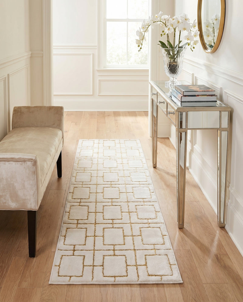 Hollywood Luxe Collection Area Rug -  Beverly (White Gold) Runner White Gold  lifestyle 48
