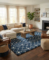 Berber Lattice Shag Collection Area Rug - Atlas (Navy Blue) Rectangle Navy Blue  lifestyle 11
