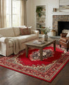 Tabriz Tapestry Collection Area Rug - Azerbaijan (Red) Rectangle Red  lifestyle 8