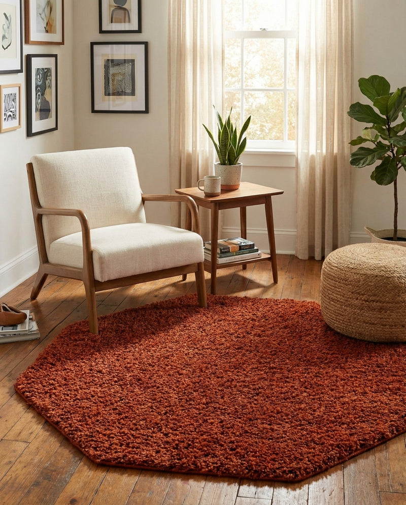 Plush Oasis Collection Area Rug - Serenity (Terracotta) Octagon Terracotta  lifestyle 42