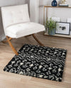 Berber Lattice Shag Collection Area Rug - Atlas (Black and White) Square Black and White  lifestyle 36