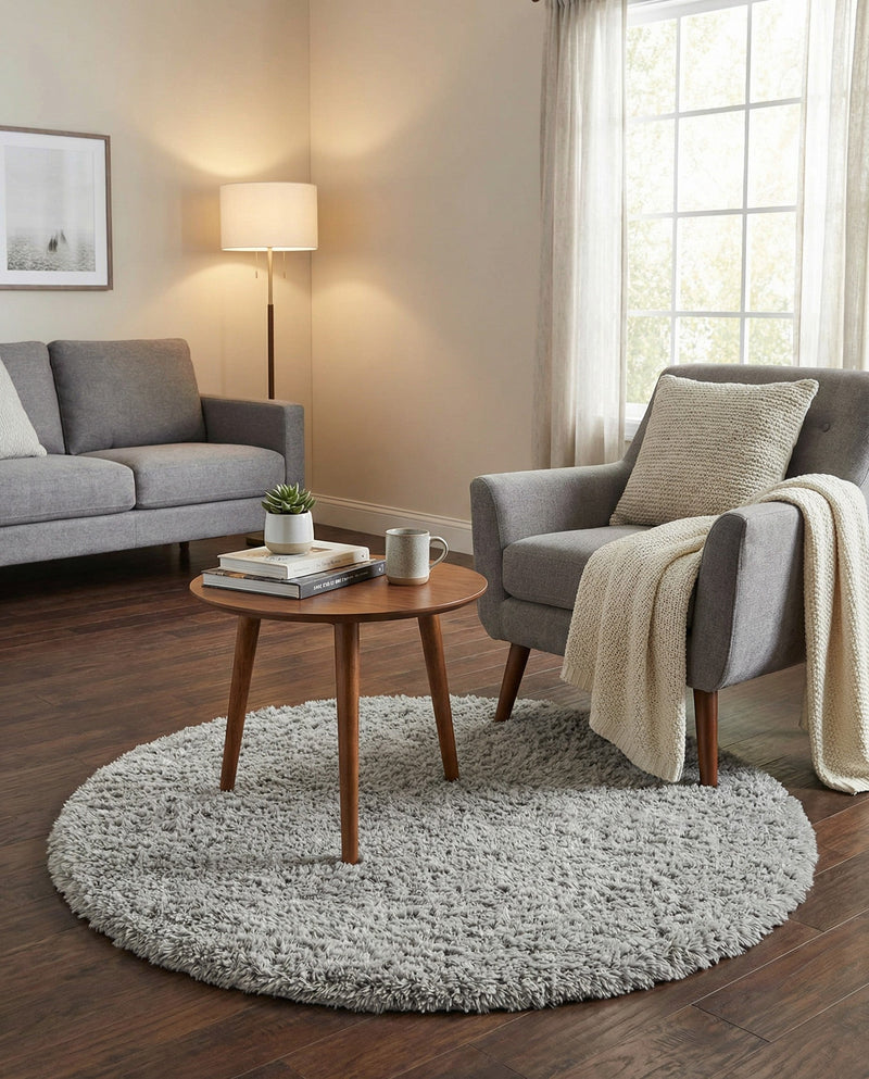 Eternal Plush Oasis Collection Area Rug -  Tranquility (Ash) Round Ash  lifestyle 36