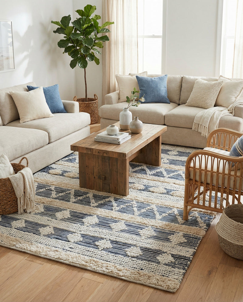 Cotton Punjab Passage Collection Area Rug - Amritsar Rectangle Ivory  lifestyle 14